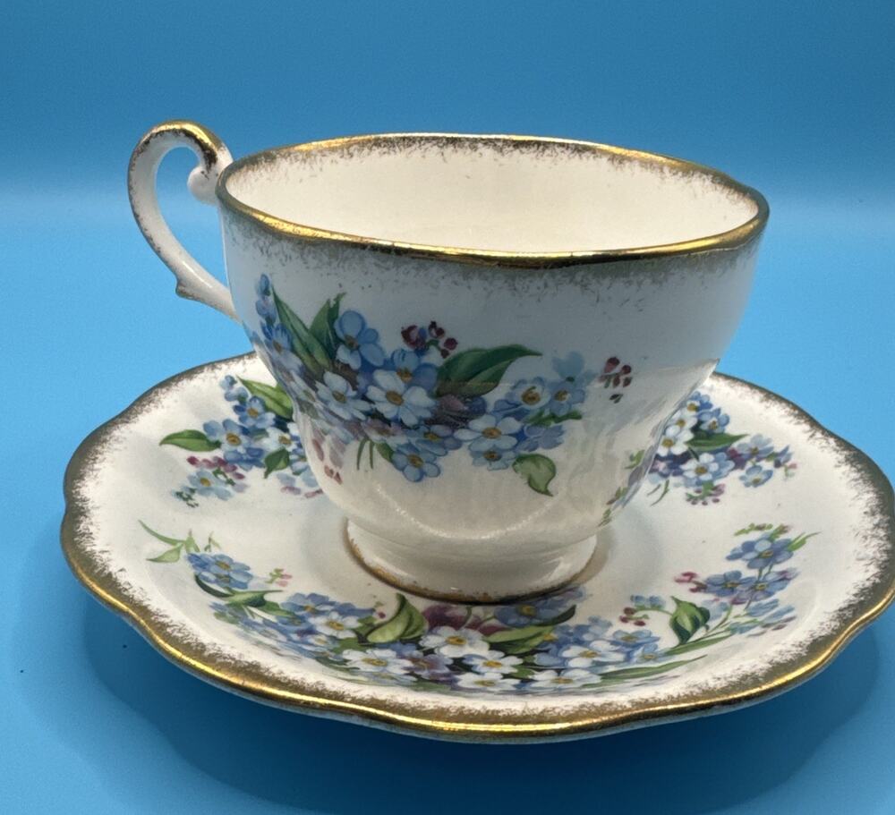 Royal Standard England Tea Cup & Saucer July Forget Me Not Flower Of Month